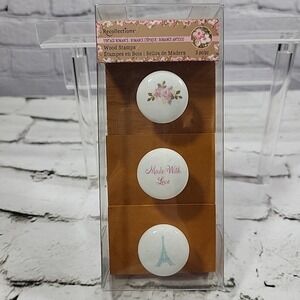 Recollections Vintage Romance Set Wood Handled Stamps Box‎ Of 3 NEW